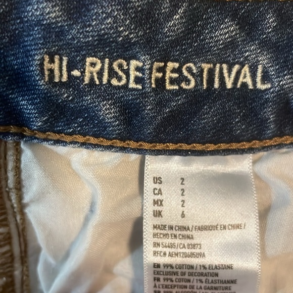 American Eagle Hi-Rise High Waisted Jean Shorts with Sequin Pockets - Picture 3 of 3